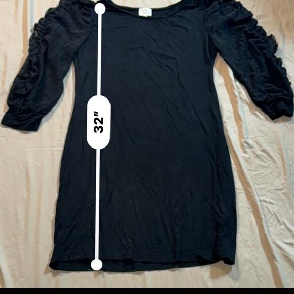 Ava James Black 3/4 Puff Sleeves Silky Soft Black Dress SIZE SMALL - Picture 8 of 10
